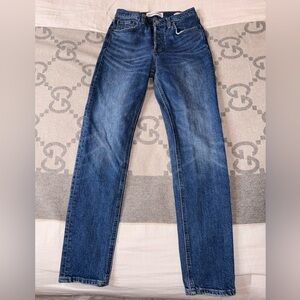Denim Forum Yoko High Rise Slim Indigo Slim Jeans, 25
